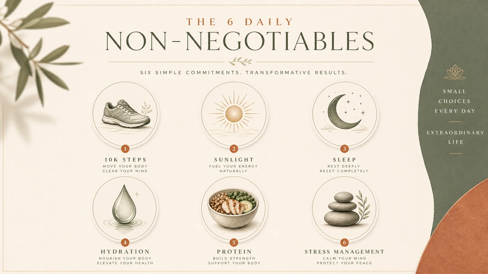 The 6 Daily Non-Negotiables diagram